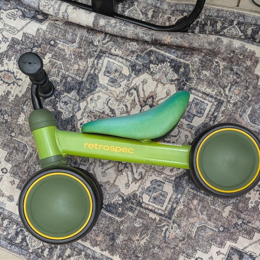 Retrospec Cricket  6" Toddlers Balance Bike Green 4-Wheel Ride-On 12-24 Months